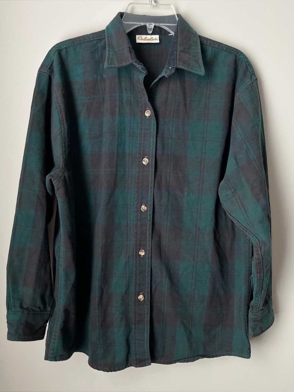 Cabela's Women’s Forest Green & Black Plaid Button-Down Shirt